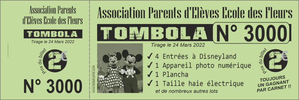 impression billet ticket tombola