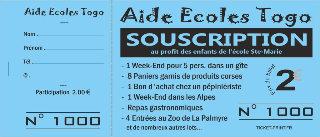 imprimer billet ticket tombola maxi